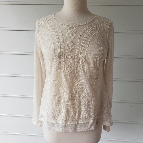 Xhilaration Knit Lace Overlay Sweater - Picture 3 of 10